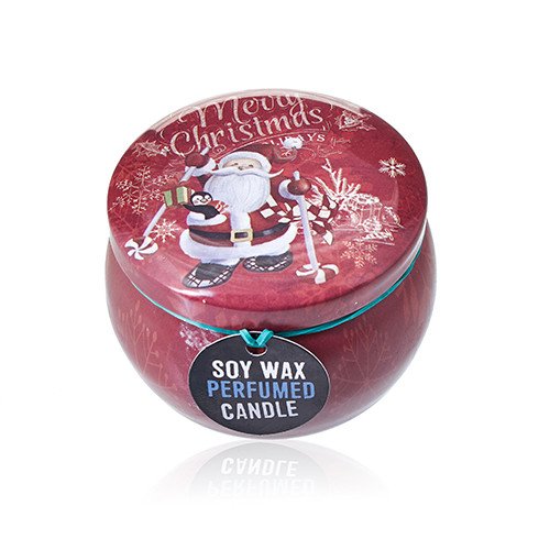 Soy Wax Scented Candle - Vintage Christmas - Spiced Orange Fragrance - Tin Design 01